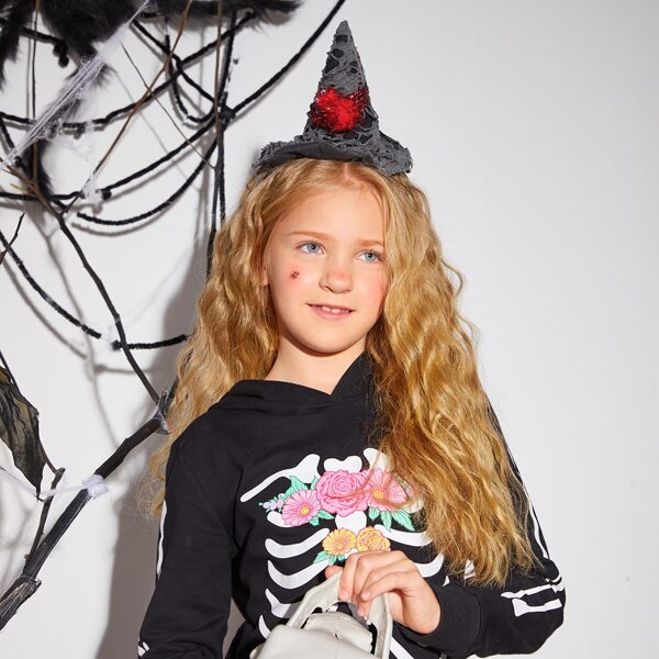 

Toddler Girls Halloween Spider Decor Hair Hoop, Grey
