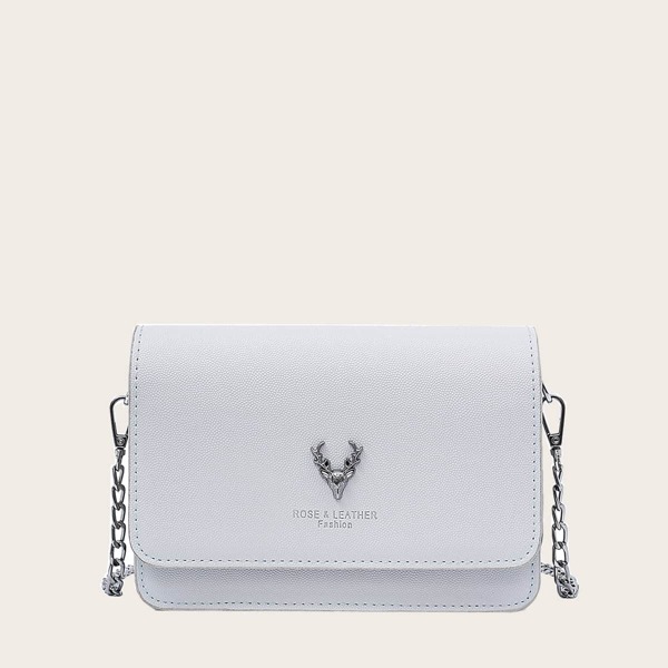 

Deer Head Detail Chain Crossbody Bag, Light grey