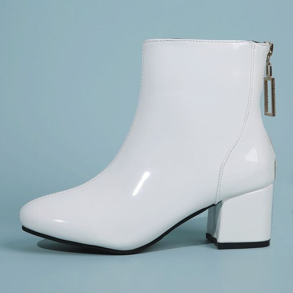 

Patent Zip Back Chunky Boots, White