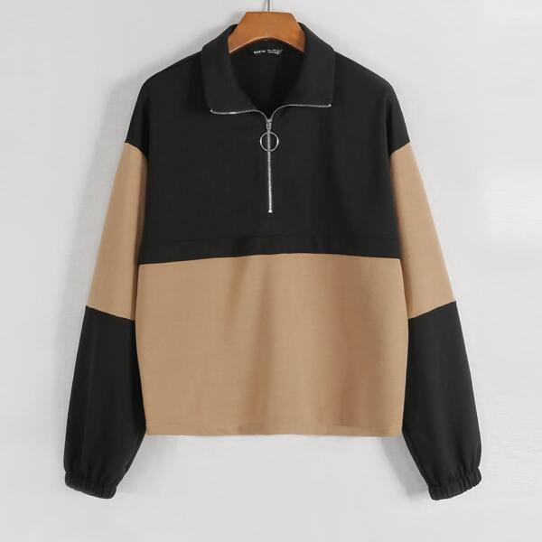 

Two Tone Half Zip Sports Sweatshirt, Multicolor