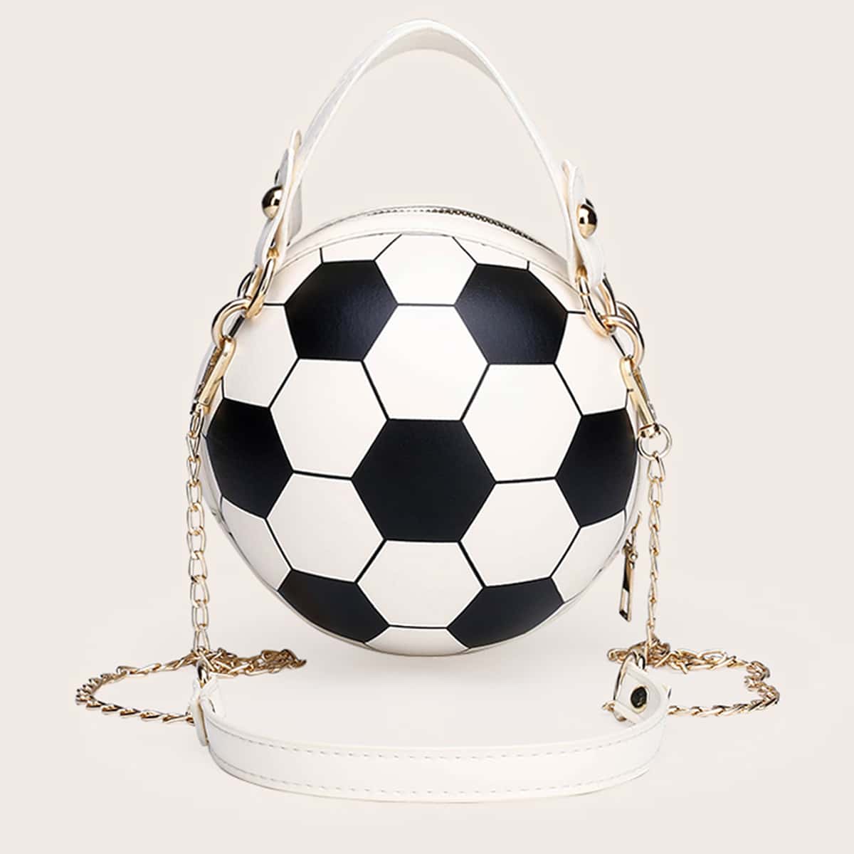 

Mini Football Design Satchel Bag, White