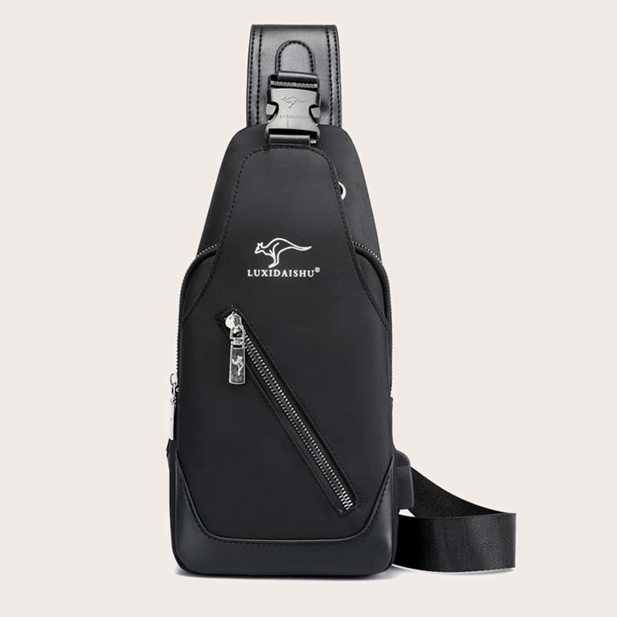 

Guys Zip Front Sling Bag, Black