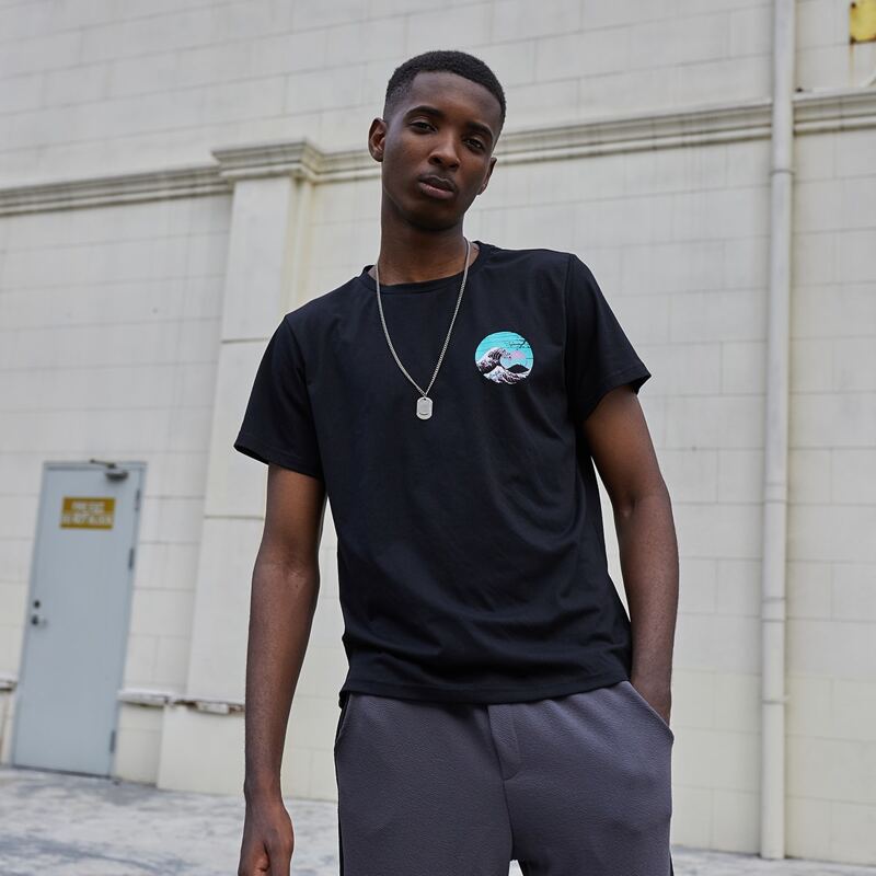 

Guys Wave Graphic Tee, Black