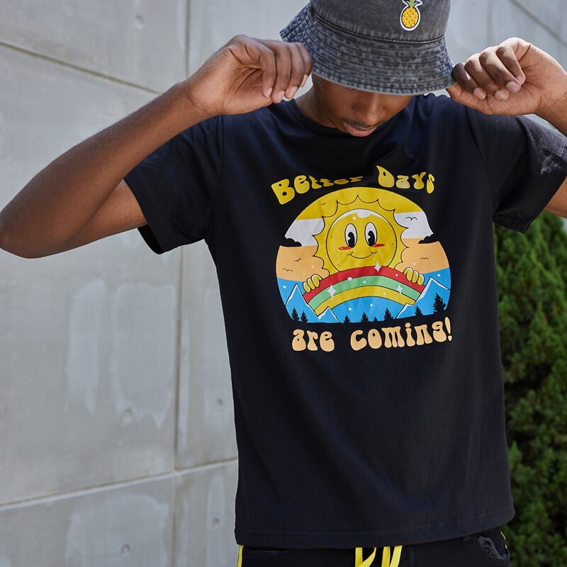 

Guys Letter Cartoon Graphic Tee, Black