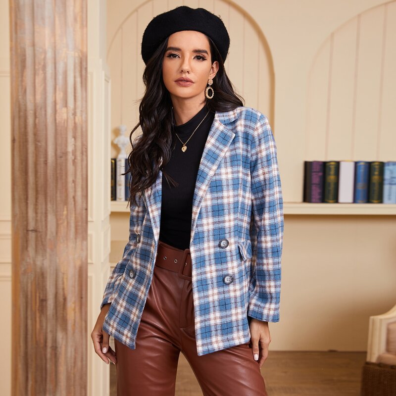 

Double Breasted Tartan Blazer, Multicolor