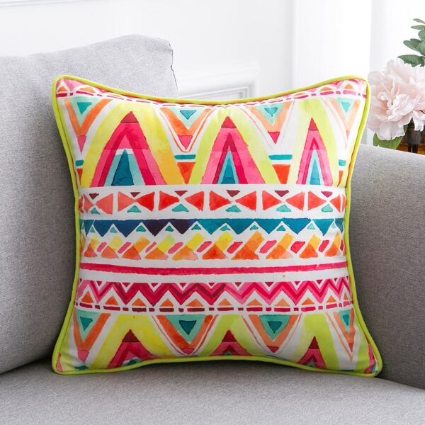 

Geometric Pattern Cushion Cover Without Filler, Multicolor