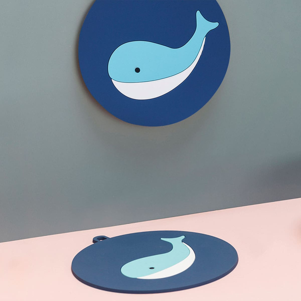 

1pc Cartoon Whale Print Silicone Coaster, Multicolor