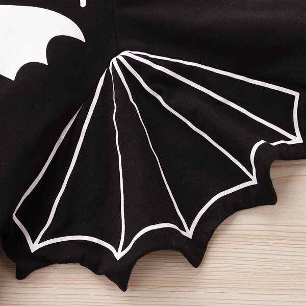 

Baby Boy Halloween Print Batwing Costume Jumpsuit, Black