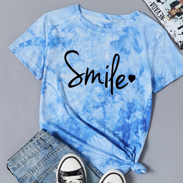 

Plus Tie Dye Letter Graphic Tee, Blue