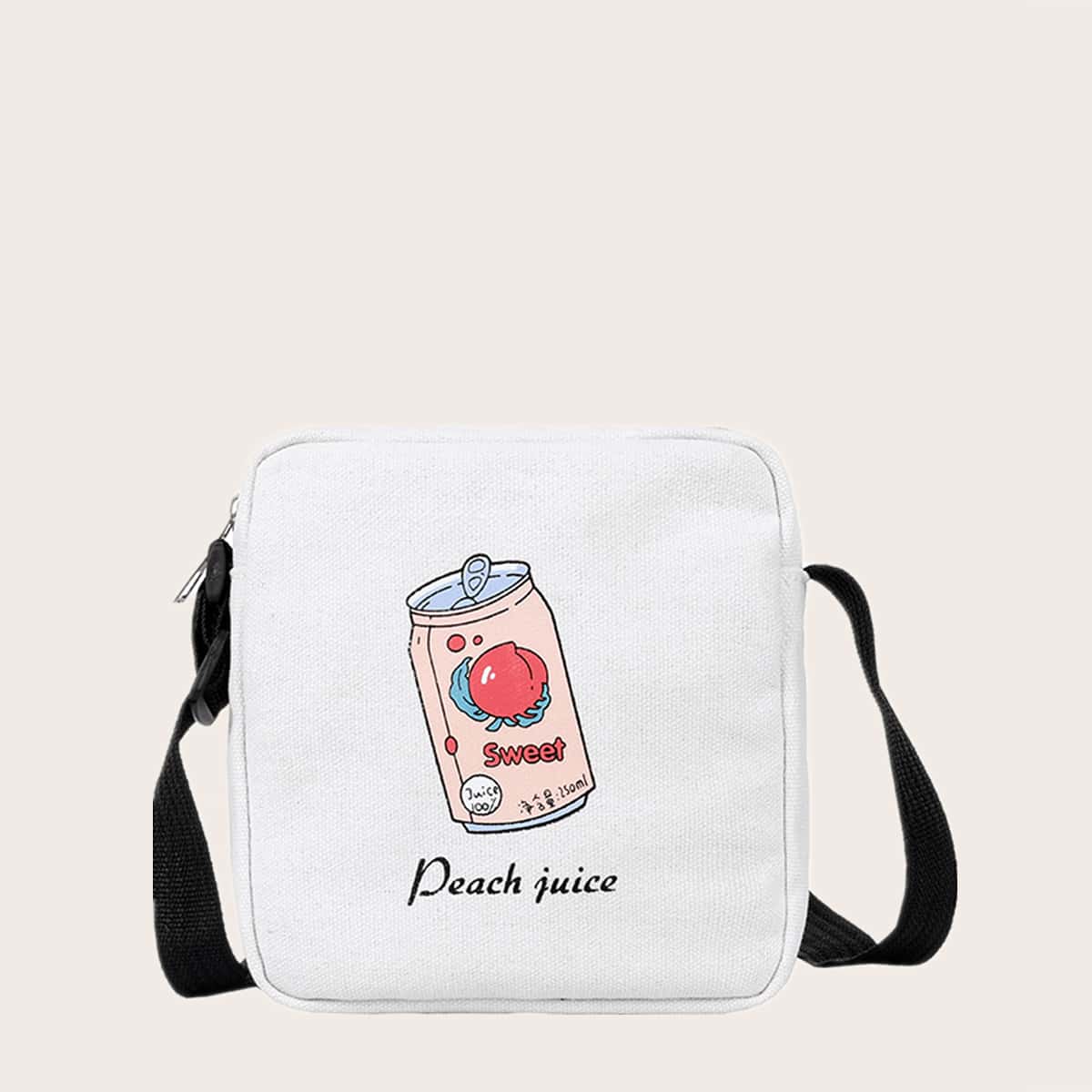 

Peach Juice Canvas Crossbody Bag, White