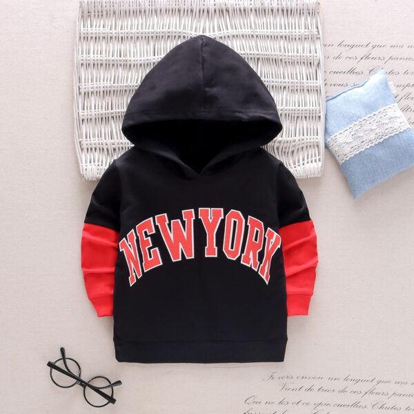 

Toddler Boys Color Block And Letter Graphic Hoodie, Black