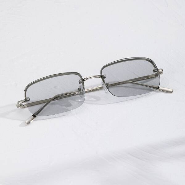 

Men Semi-rimless Frame Sunglasses, Light grey