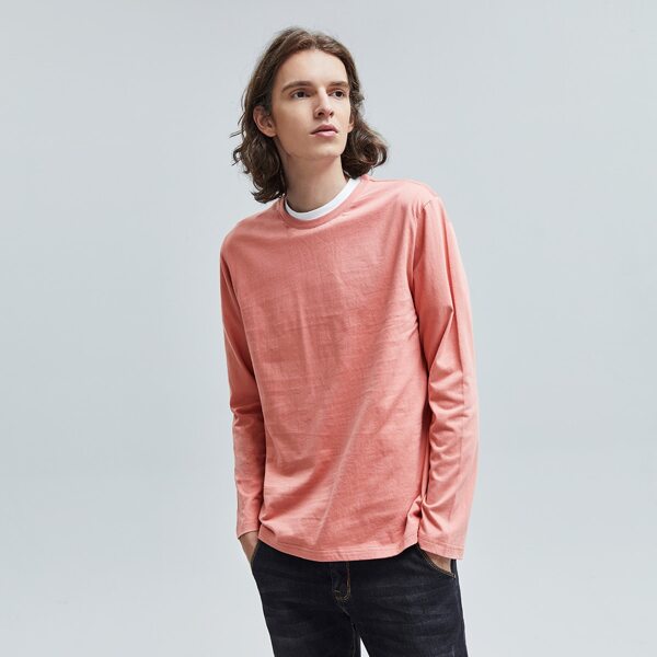 

Men Solid Round Neck Tee, Coral pink