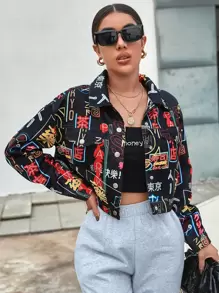 Muchica All Over Print Button Front Jacket - Multicolor - View 1