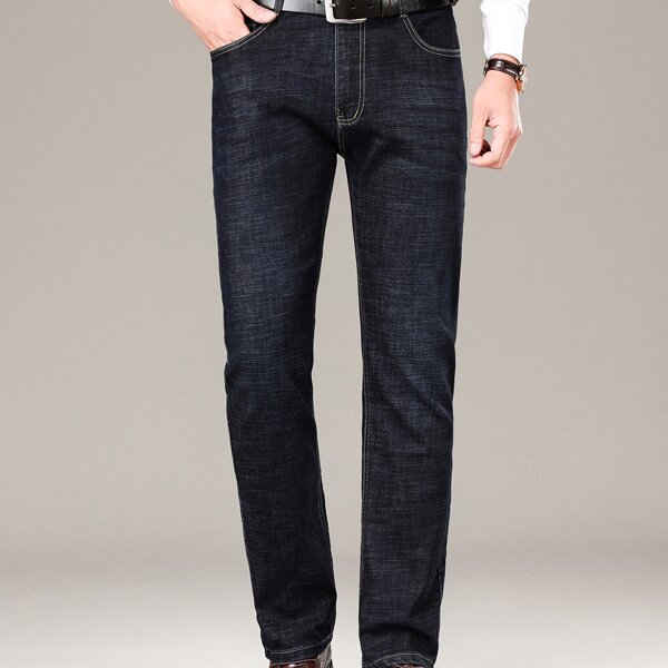 

Men Top-stitching Straight Leg Jeans, Blue