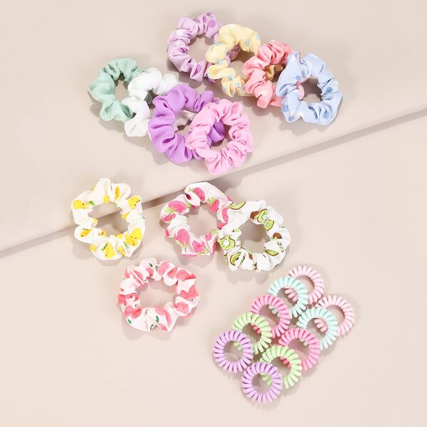 

22pcs Toddler Girls Fruit Pattern Scrunchie, Multicolor