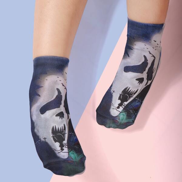 

Boys Halloween Skull Pattern Socks, Multicolor
