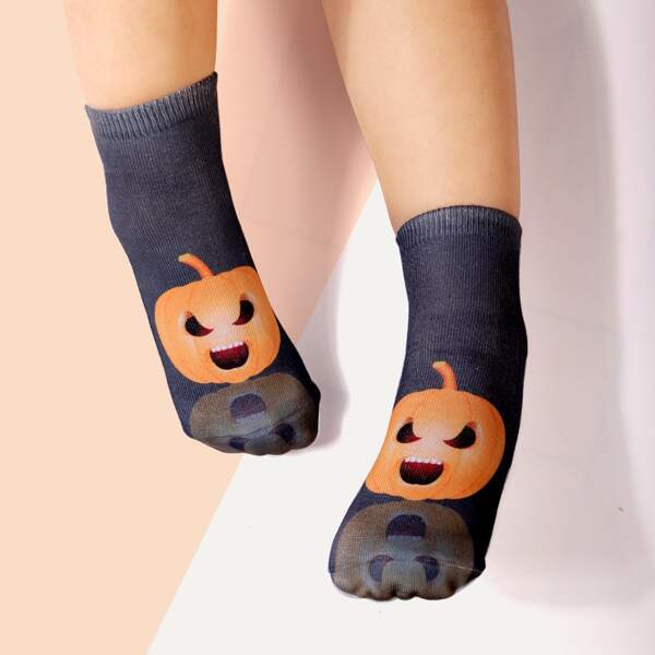 

Kids Halloween Pumpkin Pattern Socks, Multicolor