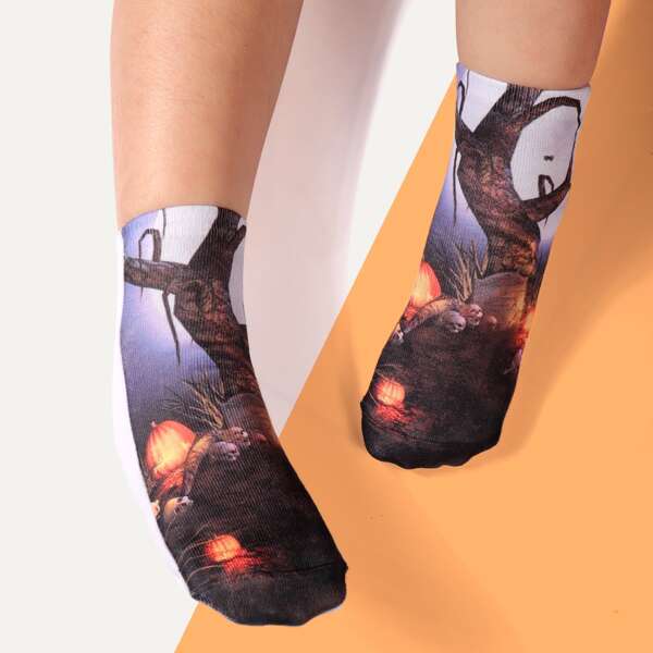 

Kids Halloween Pumpkin Pattern Socks, Multicolor