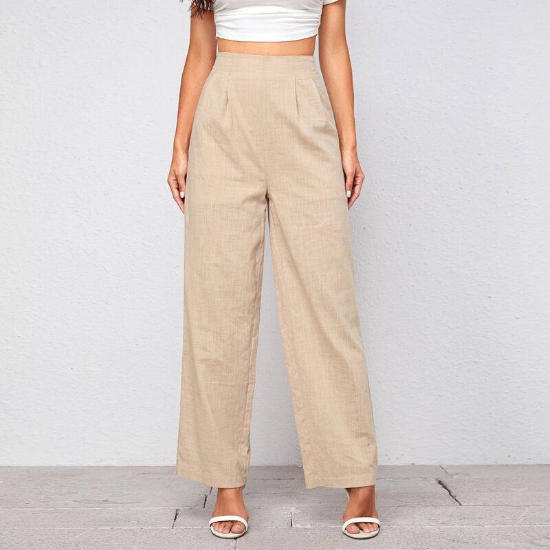 

Solid Wide Leg Pants, Khaki pastel