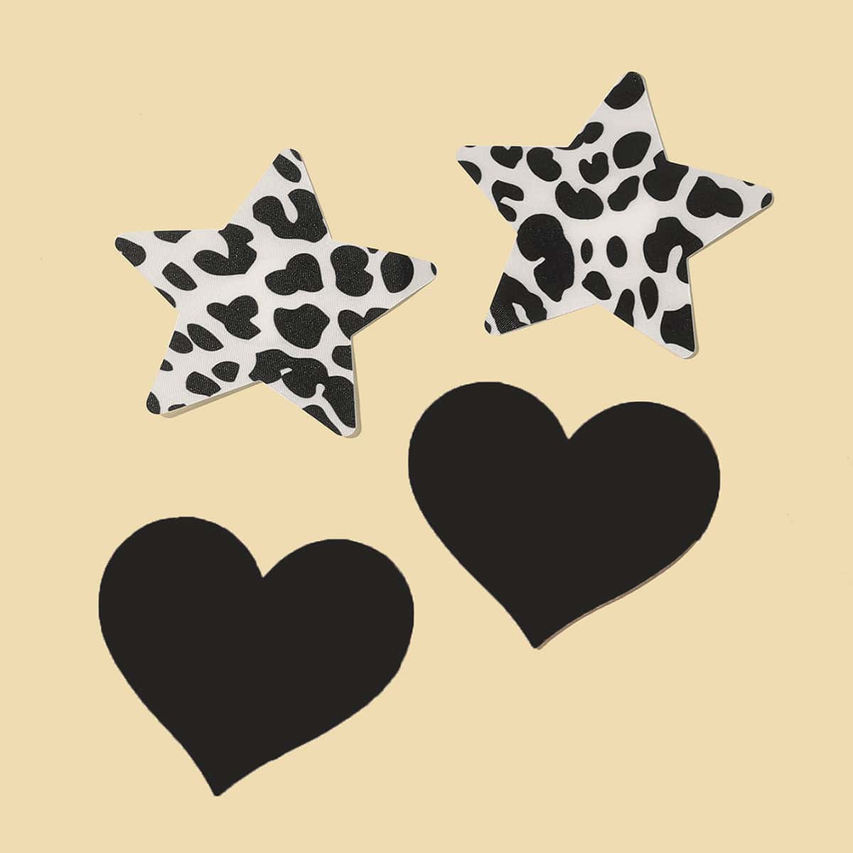 

2pairs Leopard Nipple Cover, Black and white