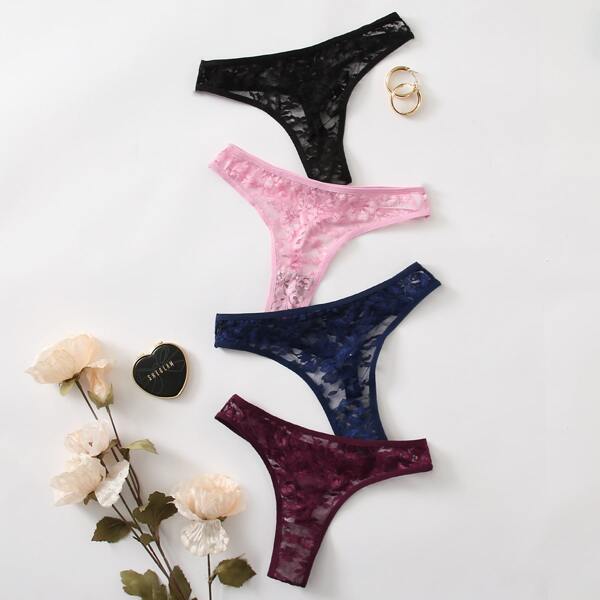 

4pack Floral Lace Panty Set, Multicolor