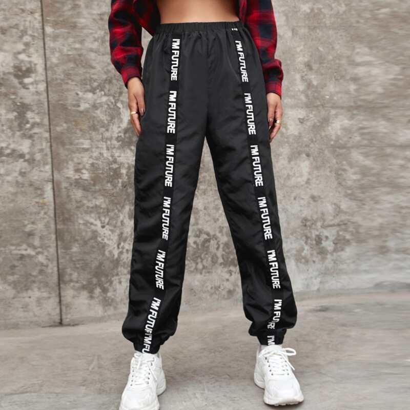 

Letter Tape Detail Sweatpants, Black