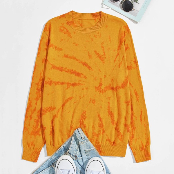 

Men Tie Dye Sweater, Mustard yellow
