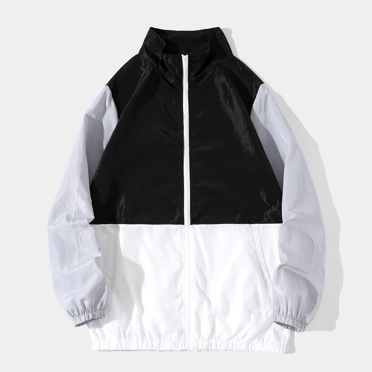 

Guys Contrast Panel Zip Up Windbreaker Jacket, Multicolor