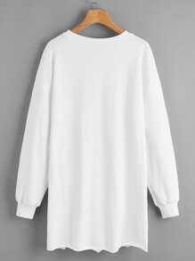SHEIN 素色落肩運動衫 - 白色 - 查看 2