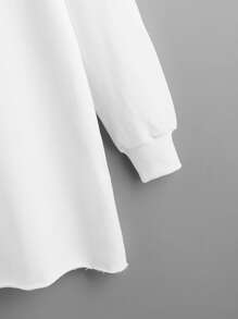 SHEIN 素色落肩運動衫 - 白色 - 查看 3