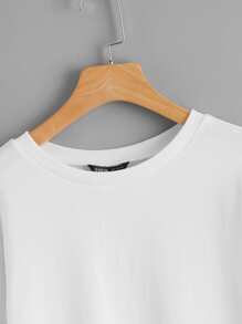 SHEIN 素色落肩運動衫 - 白色 - 查看 4