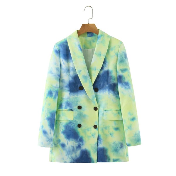 

Plus Tie Dye Button Pocket Blazer, Multicolor