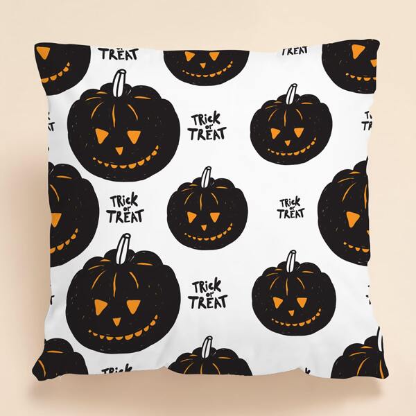 

Halloween Pumpkin Print Cushion Cover Without Filler, Multicolor