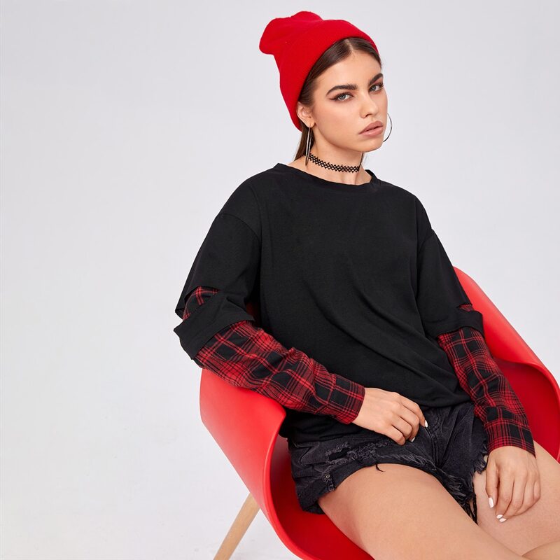 

2 In 1 Striped Sleeve Tee, Multicolor
