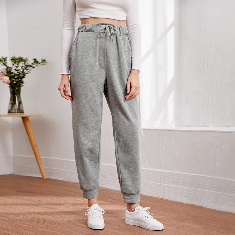 

Drawstring Waist Solid Sweatpants, Grey