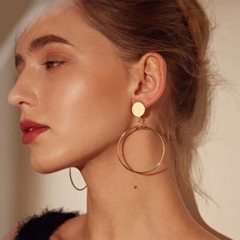 

Ring Drop Earrings, Gold