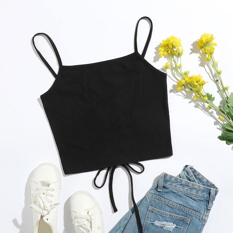 

Lace Up Back Cami, Black