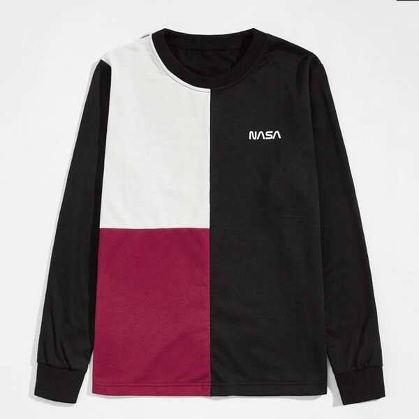 

Men Letter Graphic Colorblock Sweatshirt, Multicolor