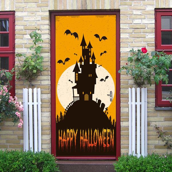 

Halloween Castle Print Door Sticker, Multicolor