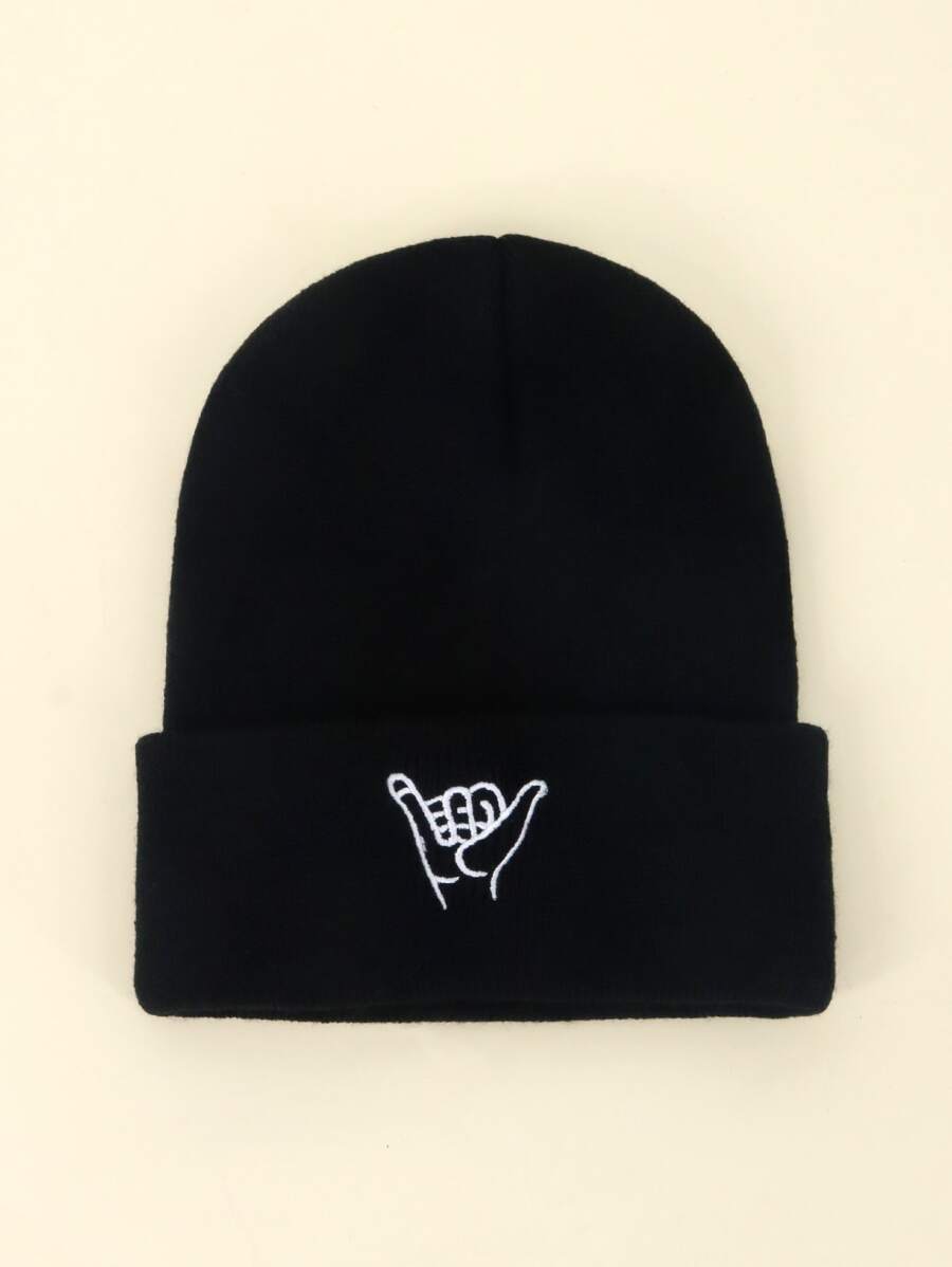Mũ len thêu cử chỉ trẻ em - màu đen - Xem 1