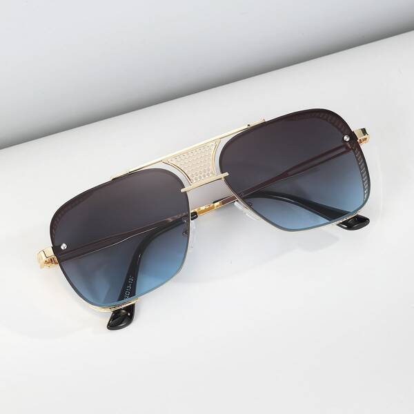 

Men Metal Frame Tinted Lens Sunglasses, Gold