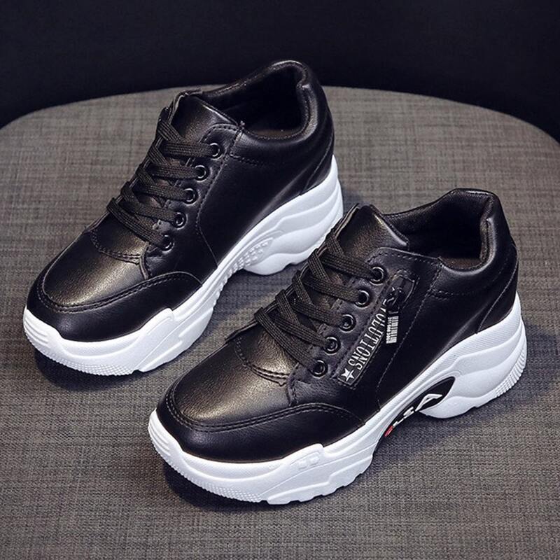 

Lace-up Flatform Sneakers, Black