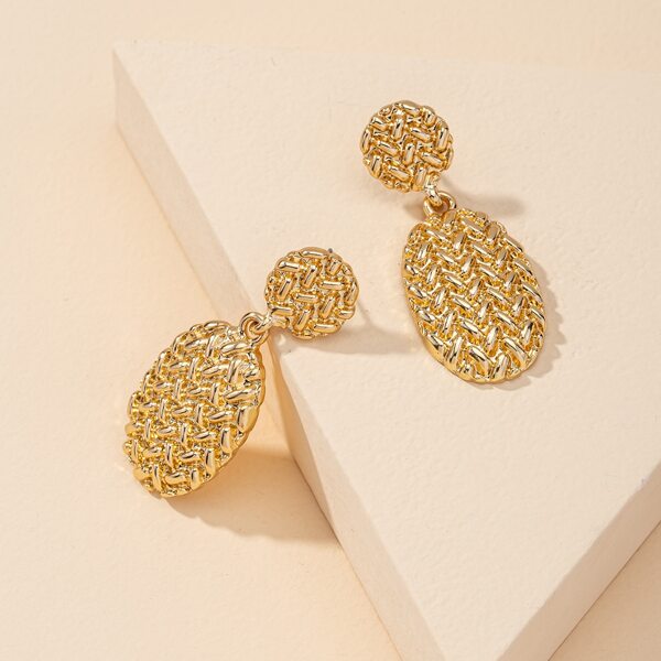 

Texture Metal Charm Drop Earrings, Gold