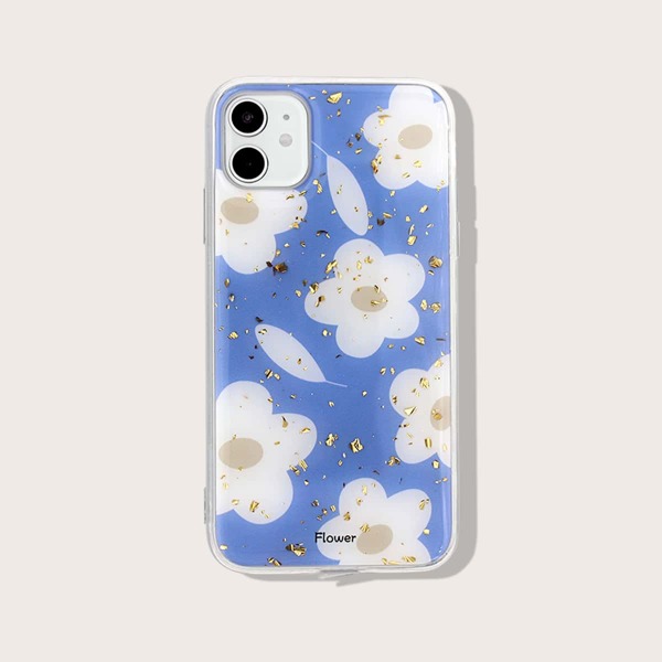 

Gold Foil Decor Flower Print iPhone Case, Multicolor