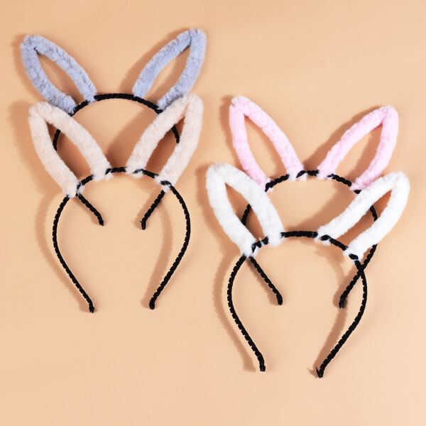 

4pcs Toddler Girls Ear Design Hair Hoop, Multicolor