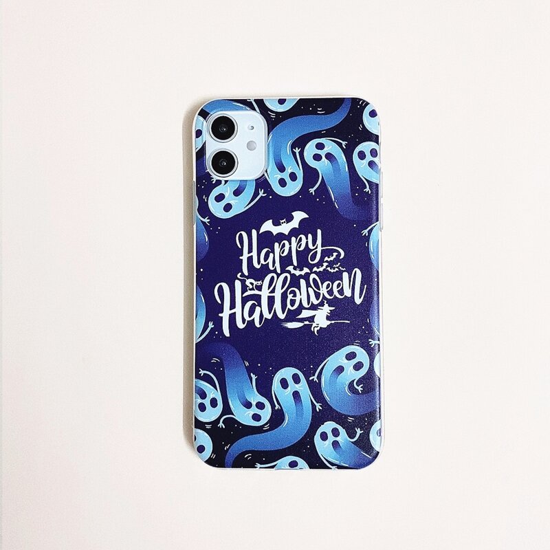 

Halloween Ghost Pattern iPhone Case, Blue