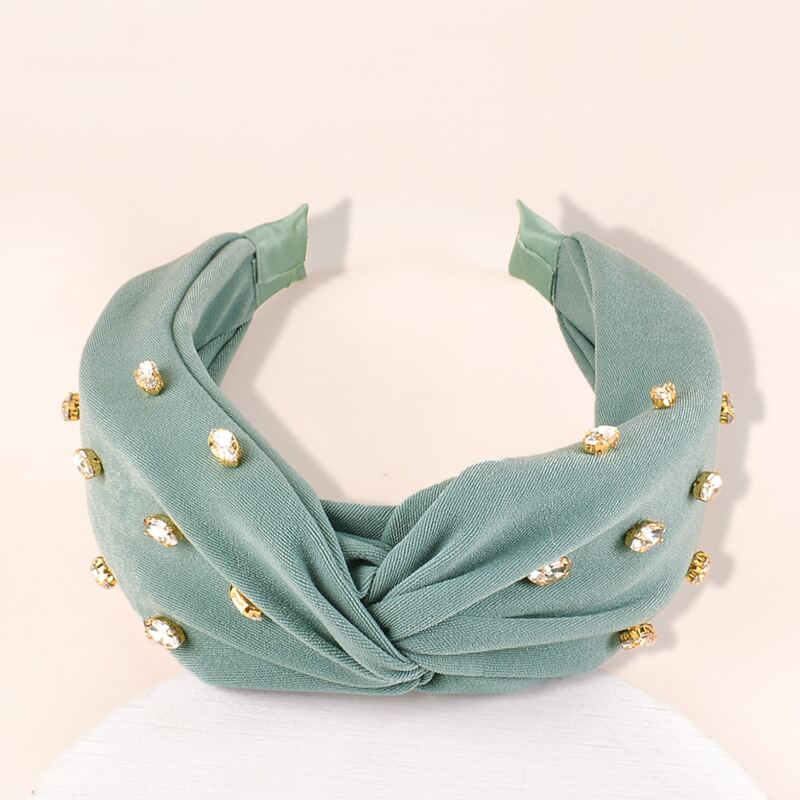 

Rhinestone Decor Knot Hair Hoop, Green