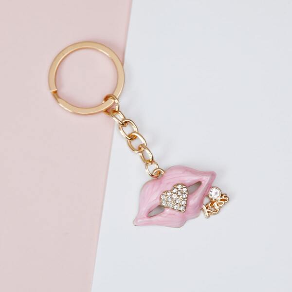 

Rhinestone Heart Decor Keychain, Pink