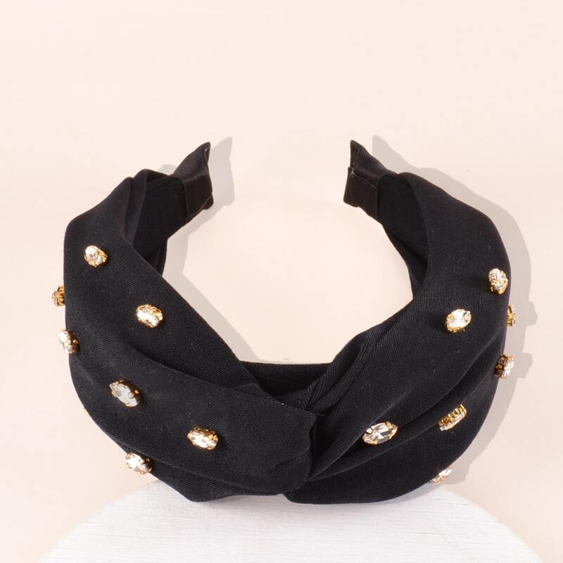 

Rhinestone Decor Knot Hair Hoop, Black